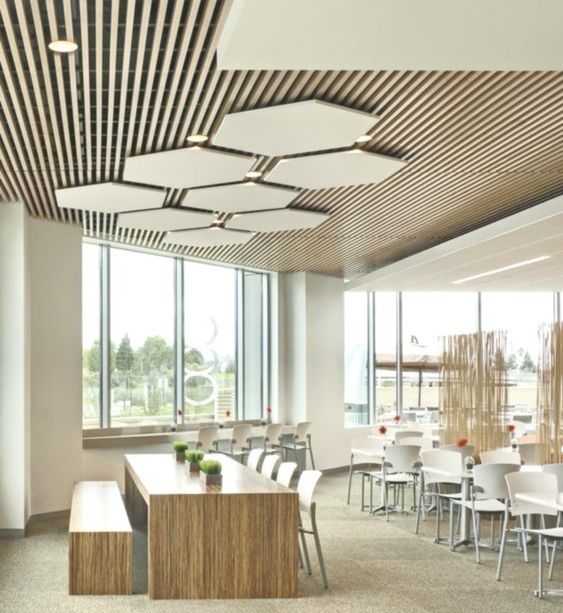 fashion-interior-false-ceiling-office-hexagon-pattern